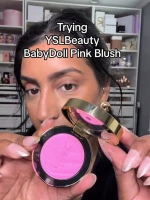 Cool toned baby doll pink blush on brown skin @YSL Beauty Make Me Blush 24H Buildable Powder Blush in shade 42 Babydoll Pink 💕 #blush #giftedbyyslbeauty #makeup #babydollblush