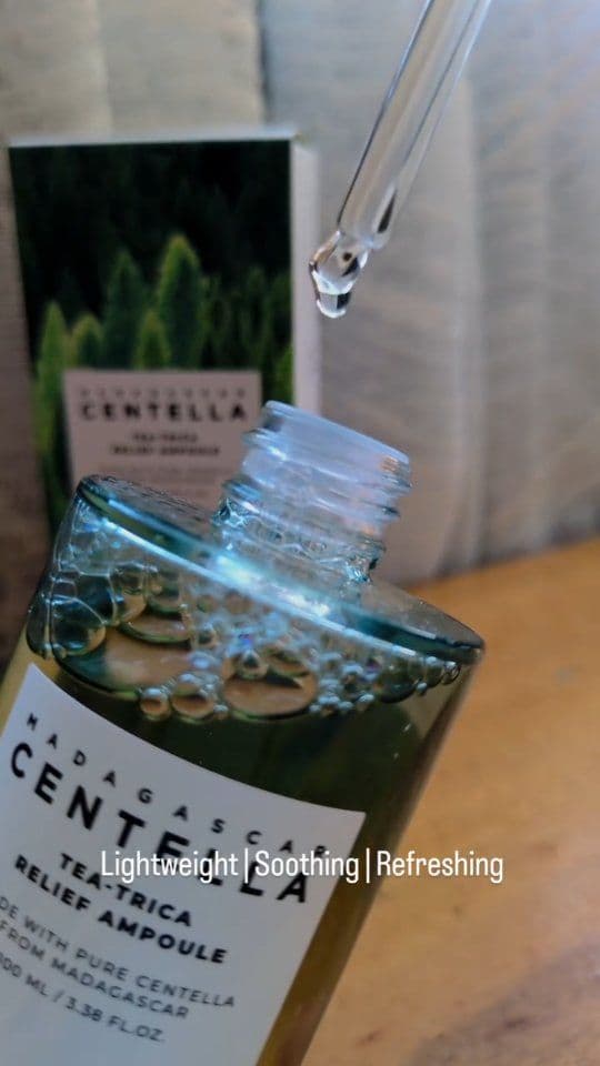 Meet my new calming essential 💚
The Skin1004 Madagascar Centella Tea-Trica Relief Ampoule has officially joined my rout