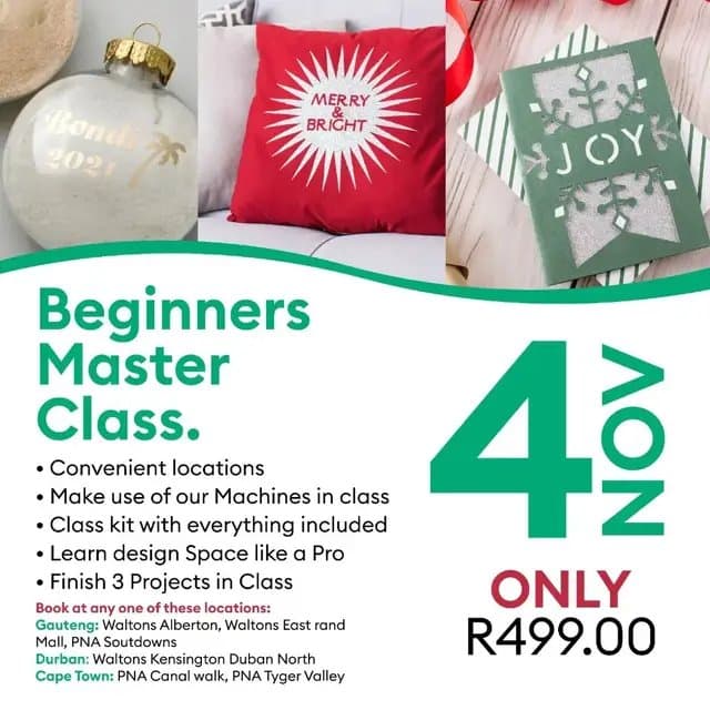 Have you booked your Cricut Master Class yet? Presented by Cricut, bringing you an expert experience. Taking you from be