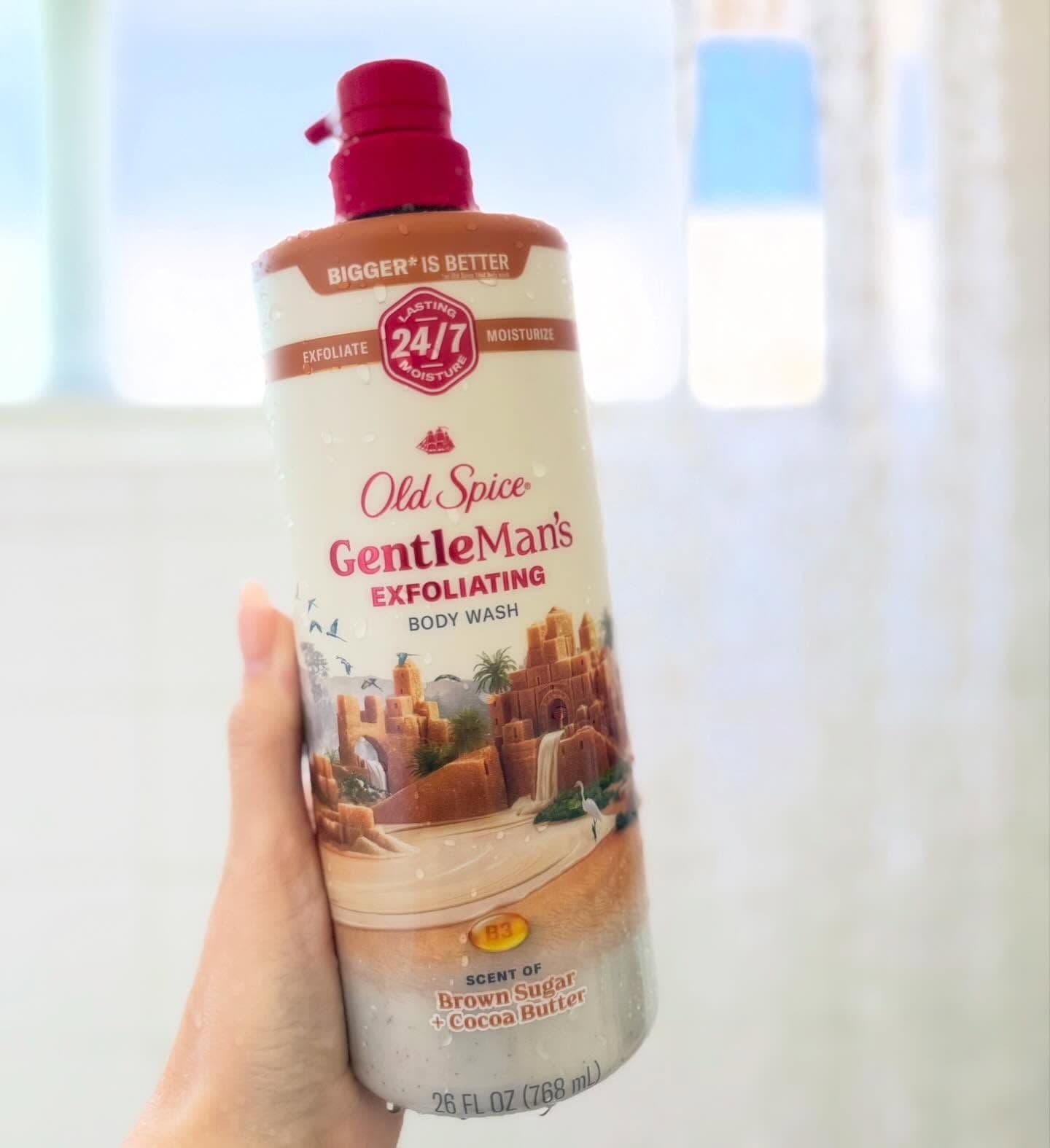 My husband and I didn’t expect to like this as much as we do. The Old Spice Exfoliating Body Wash lathers really well, a