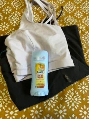 Gym Ready with Secret Mango Tango 🥭 Smells fruity and fresh, glides on smoothly and lasts all day! Perfect for summer!