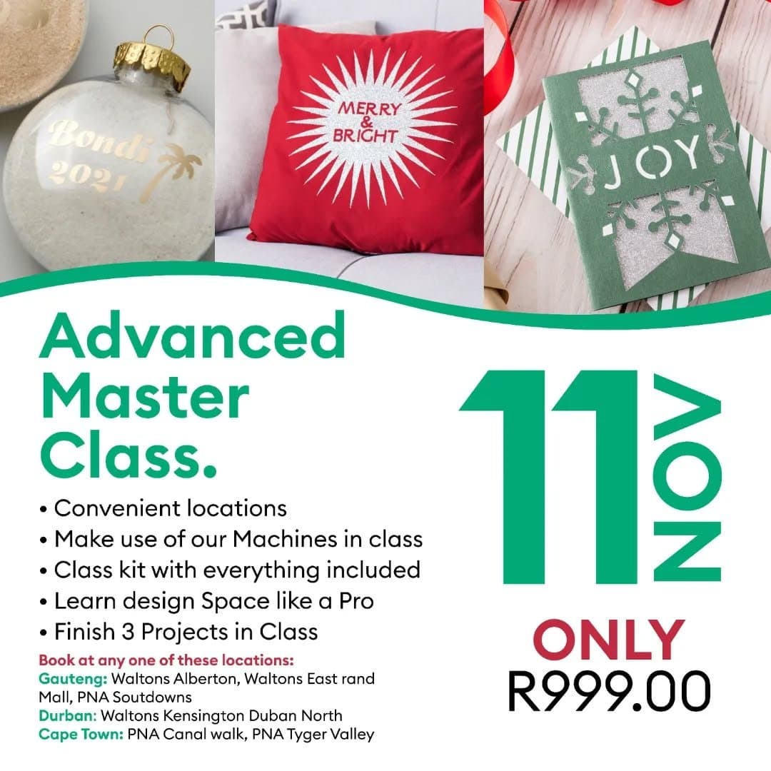Have you booked your Cricut Master Class yet?
Presented by Cricut, bringing you an expert experience. This week's class