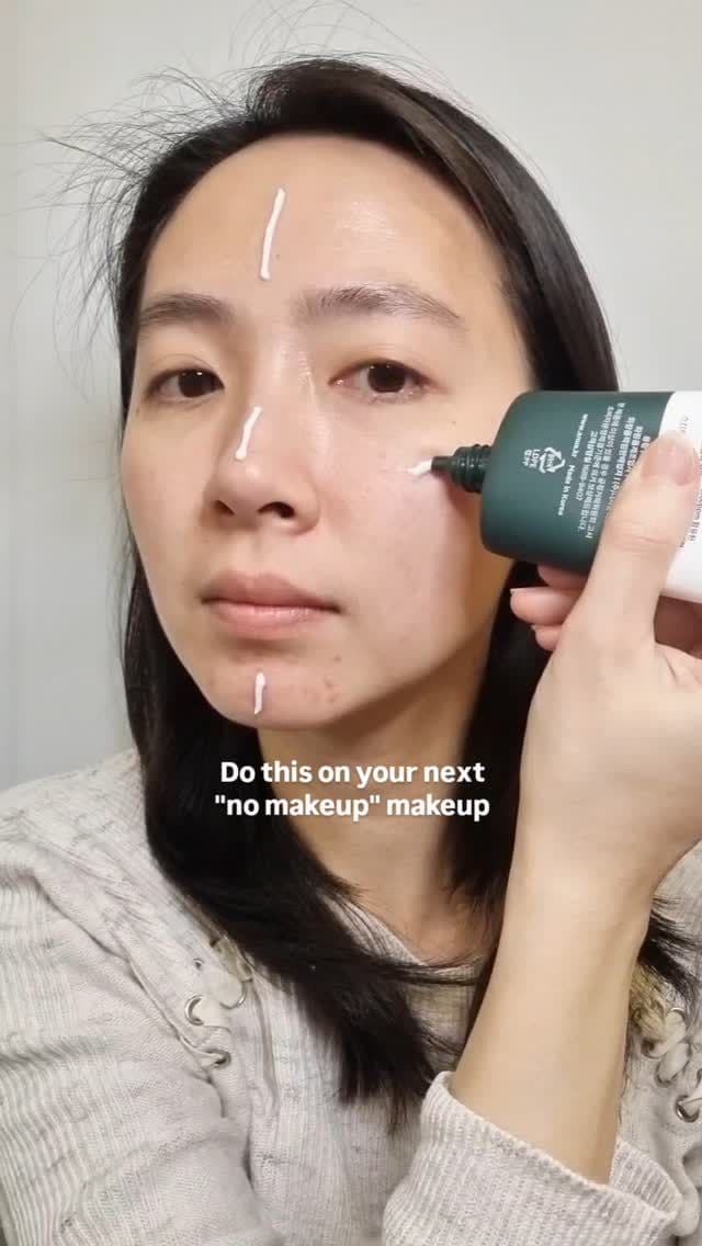 "No makeup" makeup
Using @anua_global Heartleaf Silky Moisture Sun Cream as the base instead of a foundation makes the