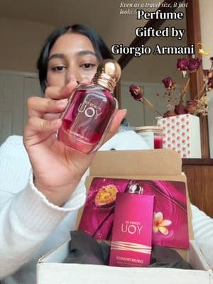 Engraving my initials was a finishing touch to the new ‘Power of You’ Giorgio Armani perfume. @Armani beauty 💫 -passion fruit, vanilla are the main notes🌺 . The exclusive size is now available at @Ulta Beauty The notes are beautifully crafted for spring and summer, unisex but mainly favoring to women, such a chic way to start the 2026 spring/ summer season🌷🌻 #giftedbyarmani #powerofyouparty #powerofyou #perfume #perfumetok