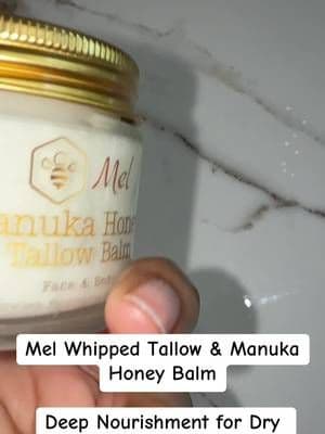 Soothe dry, irritated skin with this whipped tallow and Manuka honey balm. Rich in nourishing ingredients that help moisturize, soften, and support your skin barrier. #TikTokShop #TallowSkincare #ManukaHoney #DrySkin #NaturalSkincare