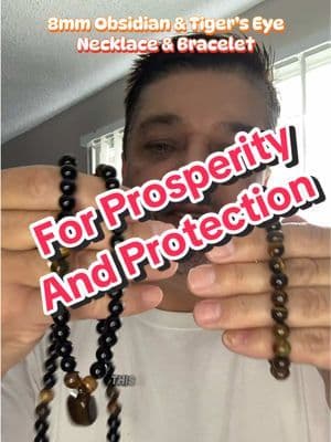 8mm Obsidian & Tiger’s Eye Necklace & Bracelet #necklaceandbraceletset #obsidian #tigerseye #fashionjewelry #tiktokmadem
