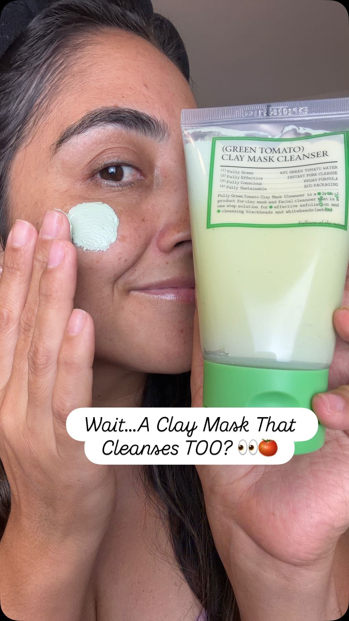 gifted by Korean Beauty. Double duty skincare >>> 😍🍅 Using my Green Tomato Clay Mask Cleanser as a cleanser today and