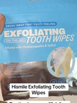 Hismile’s Exfoliating Tooth Wipes are infused with hydroxyapatite and xylitol for a different spin on your oral-care routine. 💙✨ Convenient enough to keep in your bag too. #Hismile #ToothWipes #OralCare #DentalRoutine #TikTokShop