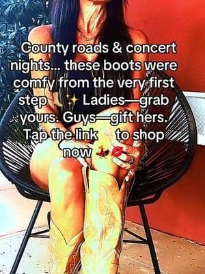 🤠FOR THE LADIES Your new favorite concert boots 👢✨ Comfy from the very first step—perfect for country nights, road trips, and dance floors. Ladies, treat yourself. Click the Link below 👇🏻 ✨ FOR THE GUYS These boots were comfy from the very first step. Featured in my Johnny Cash video 🎶 Perfect for concerts & nights out. Guys—buy her the boots, she’ll thank you later 😉 #Boots #CowgirlStyle #WesternBoots #ConcertReady #TikTokMadeMeBuyIt