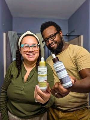 Hubby and I on day 2 of our #DrMelaxin challenge 💛 Just us being silly, having fun, and working on that soft, glowing skin together 😆✨ Bye-bye dead skin and large pores — hello smooth, radiant skin! 🧑🏽❤️💋🧑🏿 💫 Who would you do a skincare challenge with? Tag your partner-in-glow below! 💕 thanks @Dr Melaxin Official #CouplesChallenge #SkincareRoutine #GlowTogether #gifted