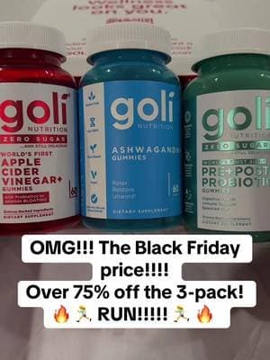 Black Friday just went next level with the @Goli® Nutrition 3-Pack up to 75% off and yes it’s that viral trio everyone loves, zero sugar apple cider vinegar gummies for digestion and gut glow, ashwagandha gummies for stress support and balance, plus pre and post probiotics for that inside-out wellness moment, this bundle is the easiest way to stock up on your daily health routine without the sugar crash and it’s perfect for gifting or keeping all to yourself, run don’t walk because this deal will not last 🛍️✨ #tiktokmademebuyit #tiktokshopblackfriday #tiktokshopcybermonday #flashsale #bfcm