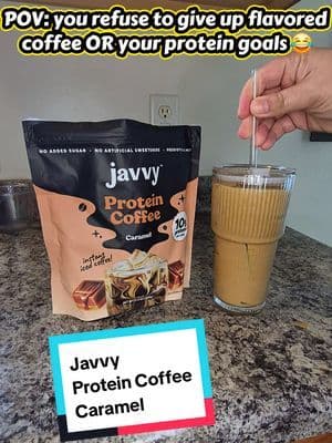 Protein AND coffee in the same cup? ☕️🙌 @Javvy Caramel Protein Coffee has 10g of protein per scoop, 80mg of caffeine and no added sugar — and you already know the caramel flavor got my attention. 👀🤎 Such an easy way to make my morning coffee do a little more for me! #coffee #caramel #icedcoffee #tiktokshopbacktoschool #protein