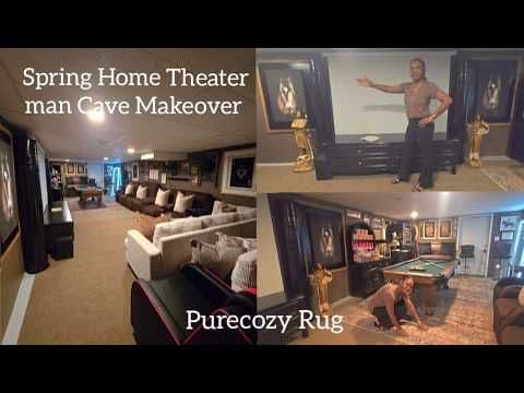 Spring Home Theater Man Cave Makeover DIY/ Purecozy Rug 8x10 Decorate With Me