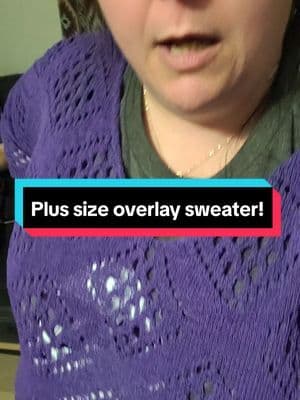 How cute is this sweater overlay top? It will pair perfectly over a tank! available in lots of colors to! check it out linked to this video. I am wearing the largest size but could wear the next size down. I wanted it larger. #knittedtop #plussizetop #plussizefashion #plussize #purple #tiktokshopbacktoschool #plussizetiktok