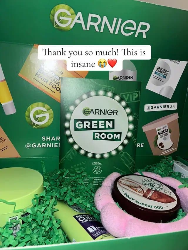This is so surreal like WHAT? 😭 thank you so much @Garnier I am so greatful! And CANNOT WAIT to do a video on these products! #garnieruk #haircare #skincare #garnier #ad