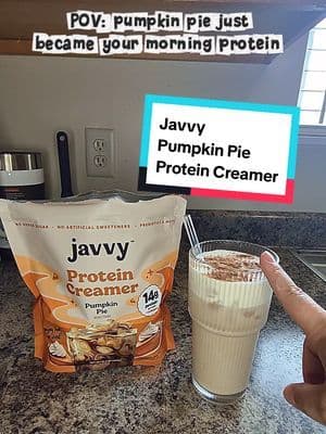 Fall coffee season just got a PROTEIN upgrade 🎃☕🍂 @Javvy Pumpkin Pie Protein Creamer gives you that cozy pumpkin pie flavor with 14g of protein per scoop + collagen. Hot coffee, iced coffee, protein coffee… I already know what’s going in my cup this fall. 🤎 Who else is ready for ALL the pumpkin flavors? 🎃 #tiktokshopbacktoschool #coffee #pumpkin #fall #protein