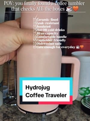 The @HYDROJUG Coffee Traveler might be my new favorite coffee cup βοΈπ€ Ceramic-lined, insulated AND leak-resistant?! Yes please! π This 20 oz travel coffee mug keeps your hot drinks hot and cold drinks cold, has an easy-carry handle, flip lid AND fits perfectly into your on-the-go routine. π With cooler mornings coming, I already know this is going to be getting LOTS of use for coffee runs, school drop-offs and cozy fall drinks. βοΈπ #coffee #drinks #travel #tumbler #tiktokshopbacktoschool