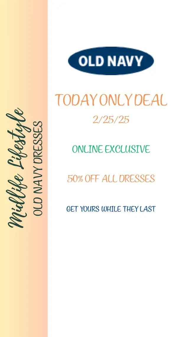 Time to update your wardrobe with these must-have dresses, all 50% off today! 🛍️ From casual to chic, there’s a perfect option for everyone. Shop these styles before they’re gone! 💖 👗 Button-Down Mini Shirt Dress – Available in 5 colors & sizes XS-4X 👗 Fit & Flare Midi Dress – Available in 4 colors & sizes XS-4X 👗 Vintage Mini T-Shirt Dress – Available in 6 colors & sizes XS-4X 👗 Loose Mini Shirt Dress – Available in 1 color & sizes XS-4X 👗 Striped Midi Shirt Dress – Available in 1 color & sizes XS-4X Perfect for all occasions, these dresses are comfy, stylish, and now 50% OFF! 🏃♀️✨ Shop my LTK for more! 👉 Shop LTK: Old Navy Dresses (https://shopltk.com/explore/MidlifeLifestyle/collections/11eff3b55e0a5fb1b68e0242ac11002e) #oldnavystyle #ltkstyle #salealert #onlineexclusive #50Off #dressseason #midlifelifestyle