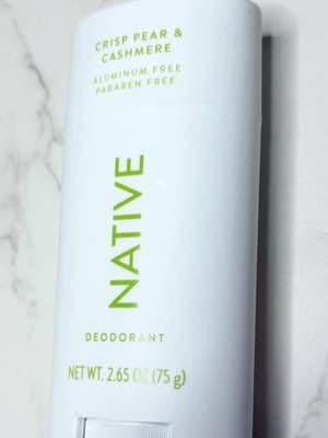 I received this product for free from @influenster and @Native in exchange for my honest review. 👇 The Native Crisp Pear & Cashmere Deodorant Stick is a fantastic product! With just six simple ingredients, it offers a clean and refreshing option for your daily routine. I appreciate that it’s free from aluminum, parabens, and phthalates, making it a healthy choice for my skin. Plus, the fragrance is perfectly balanced — light and inviting without being overpowering. #complimentary #GiftedbyNative #deodorant #fyp #CrispPearCashmereDeoStick