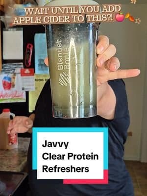 Okay but THIS is how I’m making my @Javvy Sweet Apple Crisp Refresher all fall long. 🍎🍂 I add cinnamon spice apple cider to give it even more of that cozy apple cider flavor, and it’s SO good. It’s like fall in a glass—with protein, electrolytes, fiber AND a little caffeine. ✨ If you already love apple drinks, you need to try this combo! #fallvibes #applecider #protein #falldrinks #tiktokshopstockup