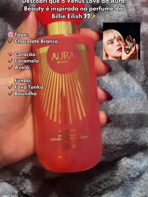 O Vênus Love da Aura Beauty é o gourmand cremoso que virou meu vício 👀✨ Ele abre com chocolate branco, tem coração de caramelo e avelã, e finaliza com fava tonka + baunilha. Doce, confortável, sensual e perfeito pra quem ama perfume que abraça e deixa rastro sem pesar ✨💗 #auraBeauty #VenusLove #perfumeGourmand #perfumesfemininos #tiktokshopbrasil