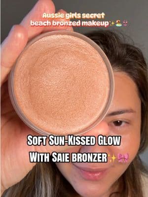 Aussie girls secret - beach bronzed makeup ! Sun-kissed glow in seconds ☀️ this creamy bronzer melts into the skin and gives the most natural sculpt. Perfect soft bronze for everyday makeup. @Saie #saiebeauty #creambrozner #cleanbeautyglow #softglammakeup #tiktokshopbeauty