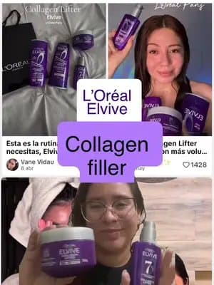 Nueva linea L’Oréal Elvive collagen filler @L’Oréal Paris Prepárate para el pelazo de tu vidaaa 💜12 veces más suave .