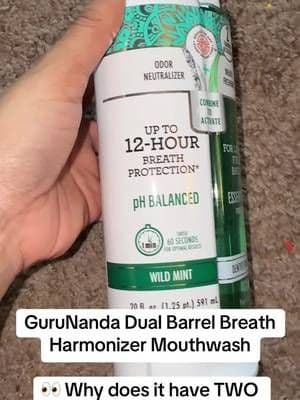 This GuruNanda mouthwash immediately caught my attention because of the dual-barrel bottle. The two formulas dispense together when you use it, making this such an interesting upgrade to an everyday oral-care routine. Tap the cart to check it out. My oral-care routine just got fancy. 😂🦷 #GuruNanda #OralCare #FreshBreath #DentalCare #TikTokShop