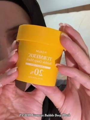 Testing the P.CALM Turmeric Bubble Deep Mask on my acne marks 💛✨ my skin feels so clean and smooth after this 🫧 from YesStyle use my discount code: VTCM128UKPW ✨ ##PCALM##acneproneskin##kbeauty##acnescars##koreanskincare @@P.CALM@@YesStyleInfluencers@@YesStyle