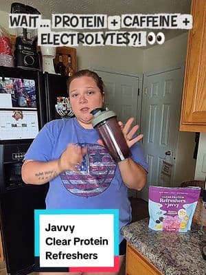 My drink really said I’ll do it all. 😂🙌 The @Javvy Blackberry Lemonade Clear Protein Refresher combines everything I’m looking for in one easy drink—10g of protein, electrolytes, fiber, 45mg of caffeine AND 0g of sugar. 💜🍋 Just add water and ice and you’ve got a refreshing way to get protein without another creamy shake. 👀 #water #protein #caffeine #tiktokshopstockup #blackberrylemonade